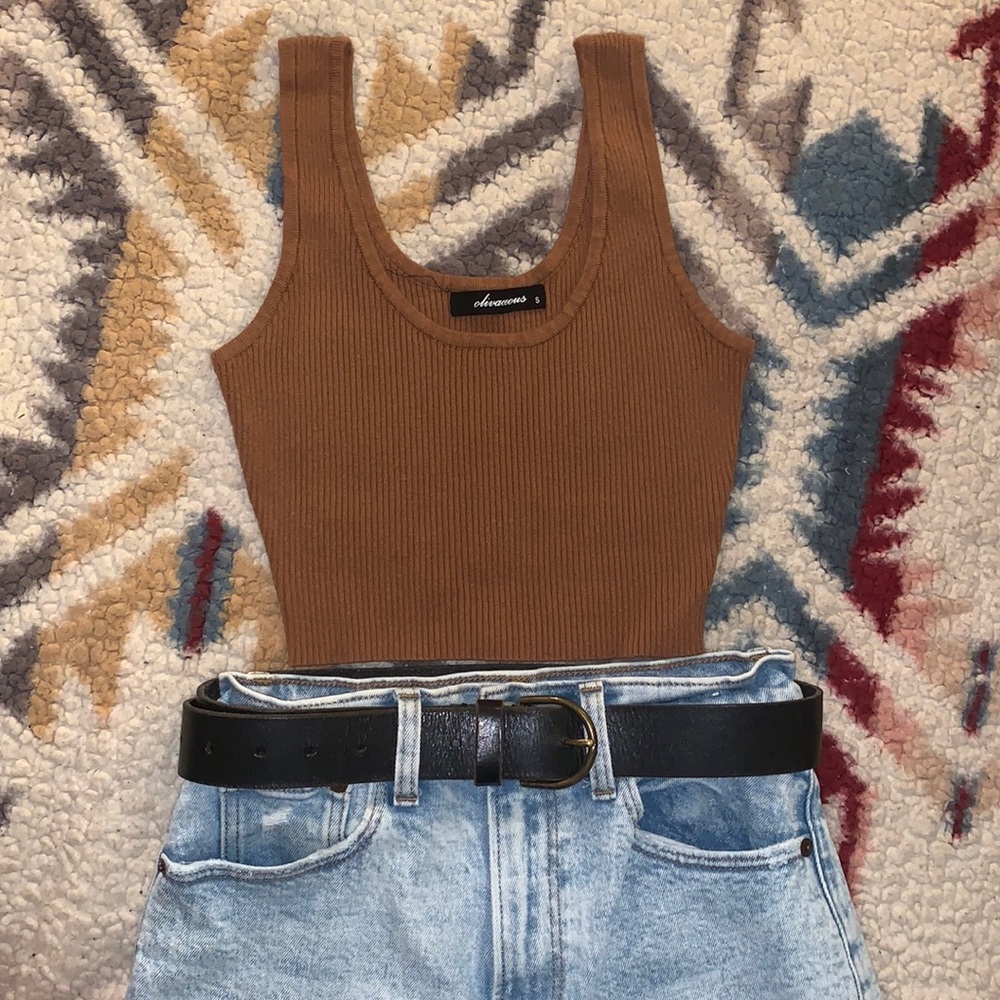 Brown stretchy crop top